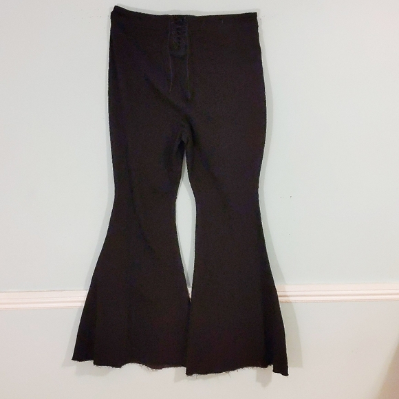 CRVY Super High-Rise Lace-Up Flare Jeans Pants - Picture 5 of 8